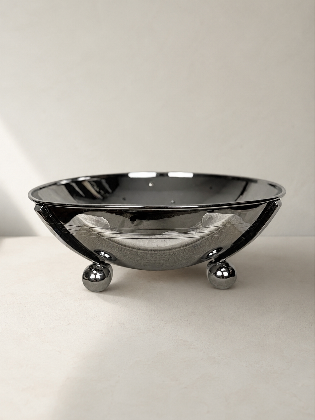 Modernist Chrome Bowl on Ball Feet