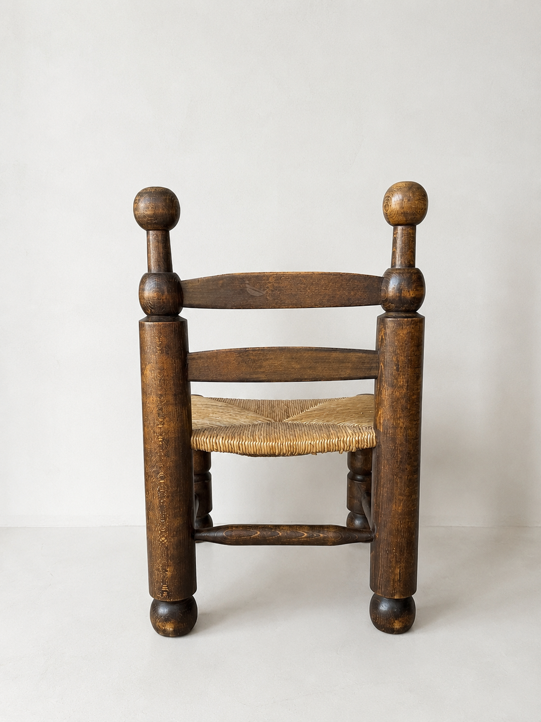 Charles Dudouyt Rush Seat Corner Chair, Early 20th Century