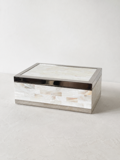 Mother of Pearl & Chrome Lidded Box