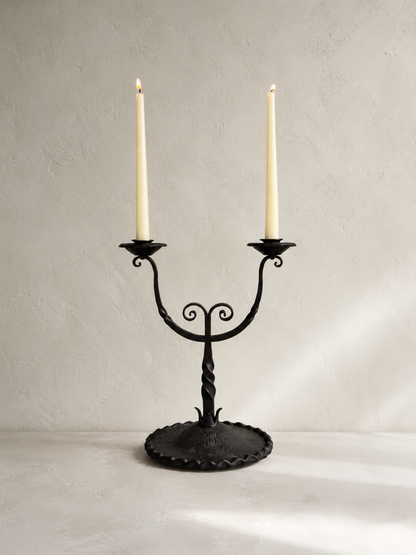 French Wrought iron two-arm candelabra