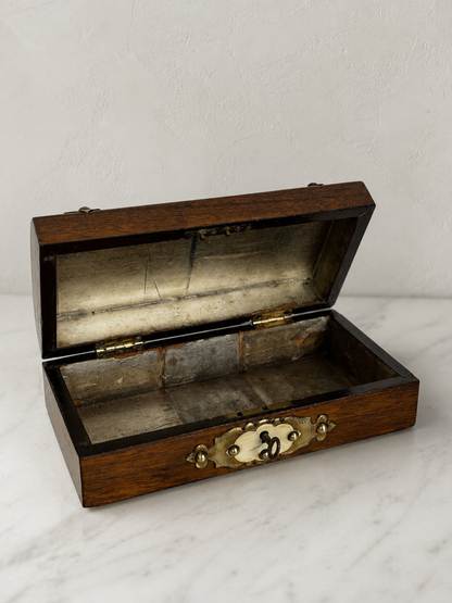 Antique English Walnut Dome Top Casket