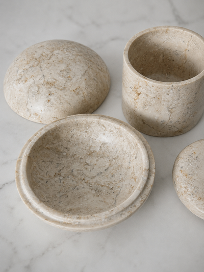 Pair of Marble Lidded Boxes