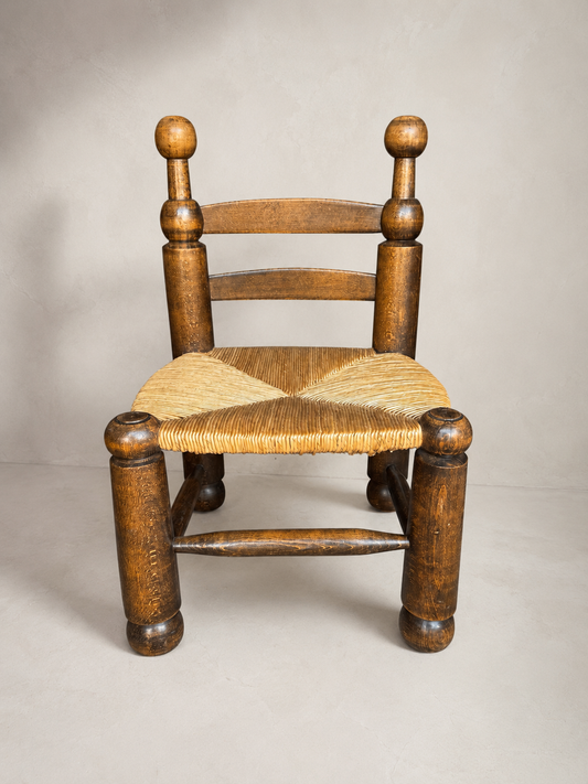 Charles Dudouyt Rush Seat Corner Chair, Early 20th Century