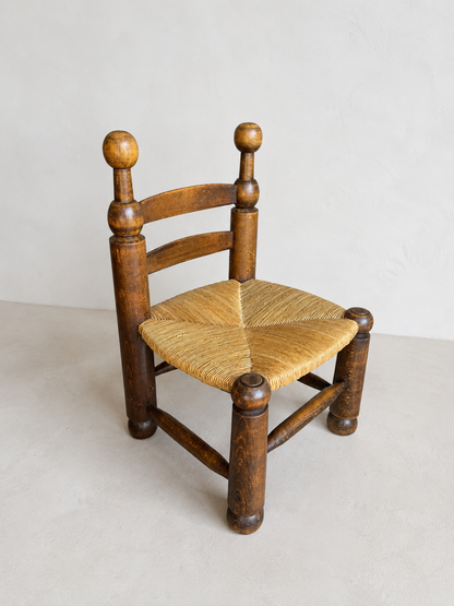 Charles Dudouyt Rush Seat Corner Chair, Early 20th Century