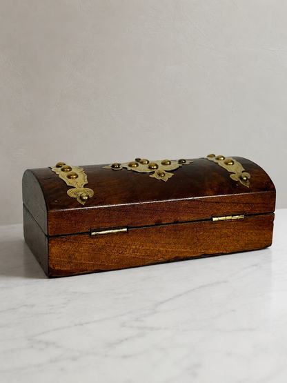 Antique English Walnut Dome Top Casket