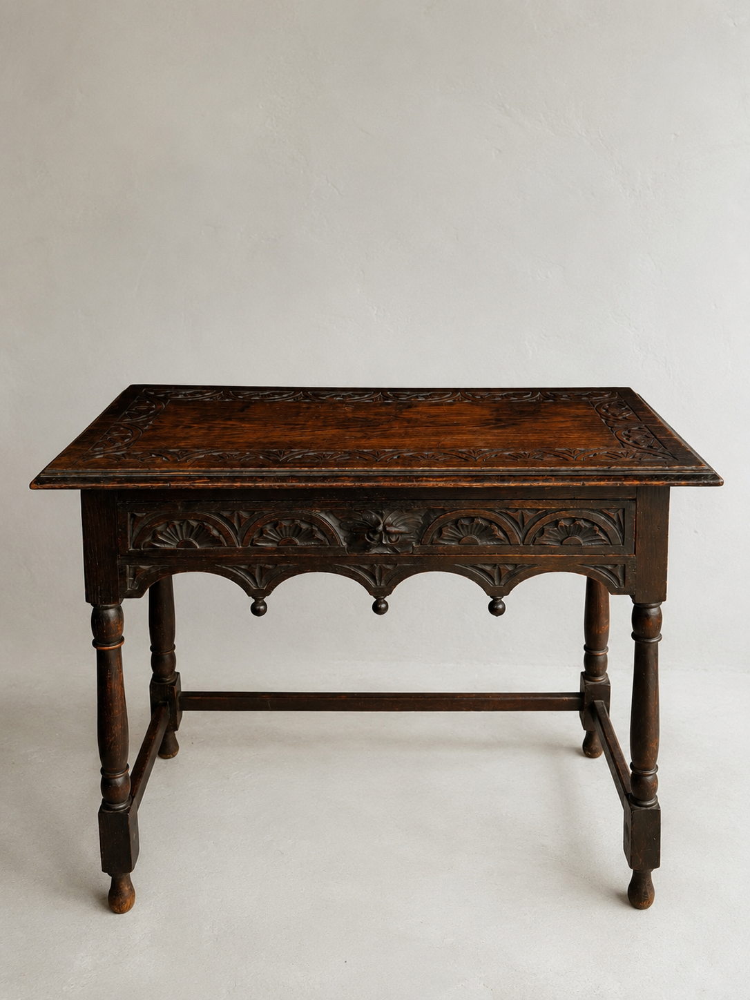 Antique Victorian Oak Green Man Side Table