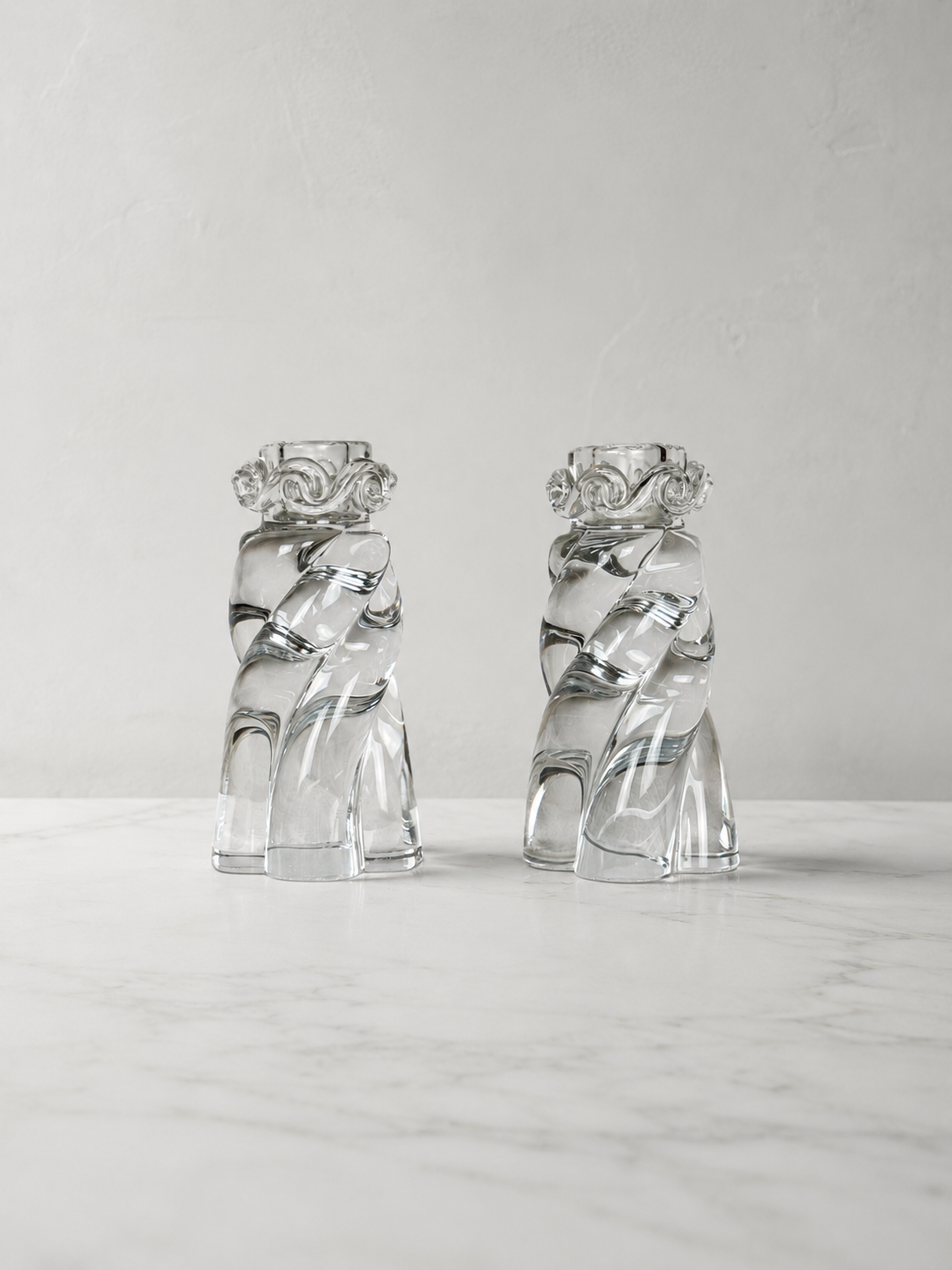 Pair of Baccarat Aladdin Crystal Candlesticks, 1970s