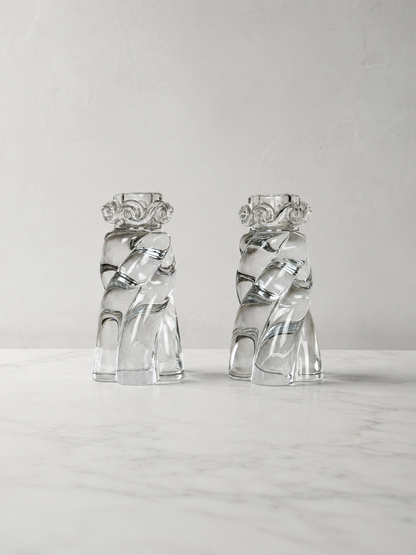 Pair of Baccarat Aladdin Crystal Candlesticks, 1970s