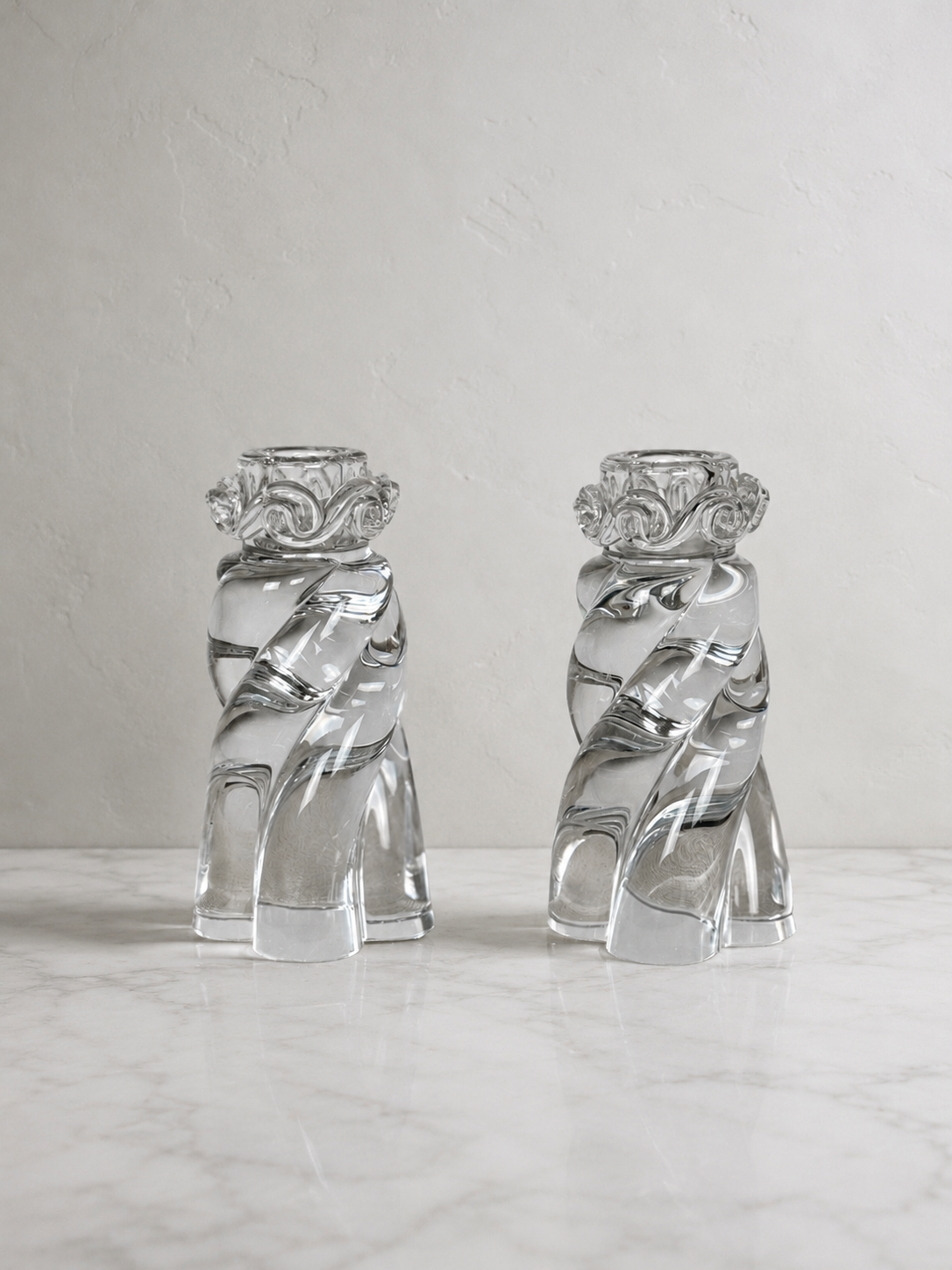 Pair of Baccarat Aladdin Crystal Candlesticks, 1970s