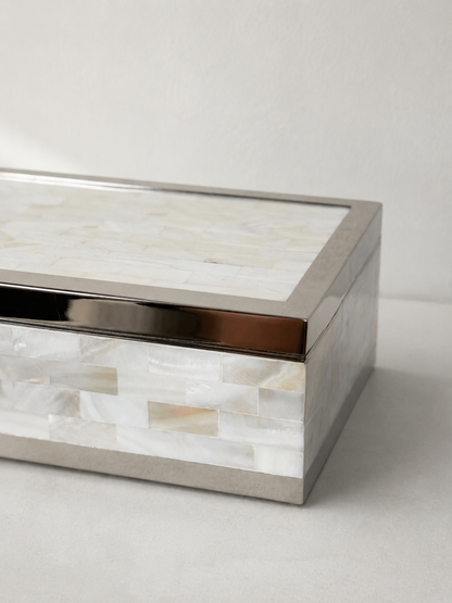 Mother of Pearl & Chrome Lidded Box