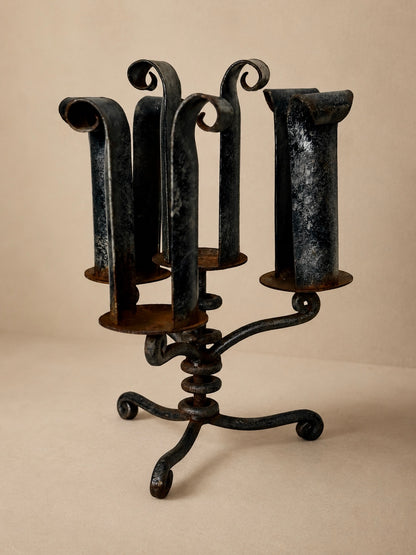 Wrought Iron Four Arm Candelabra