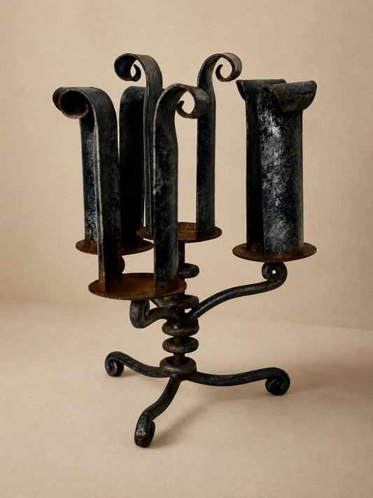 Wrought Iron Four Arm Candelabra
