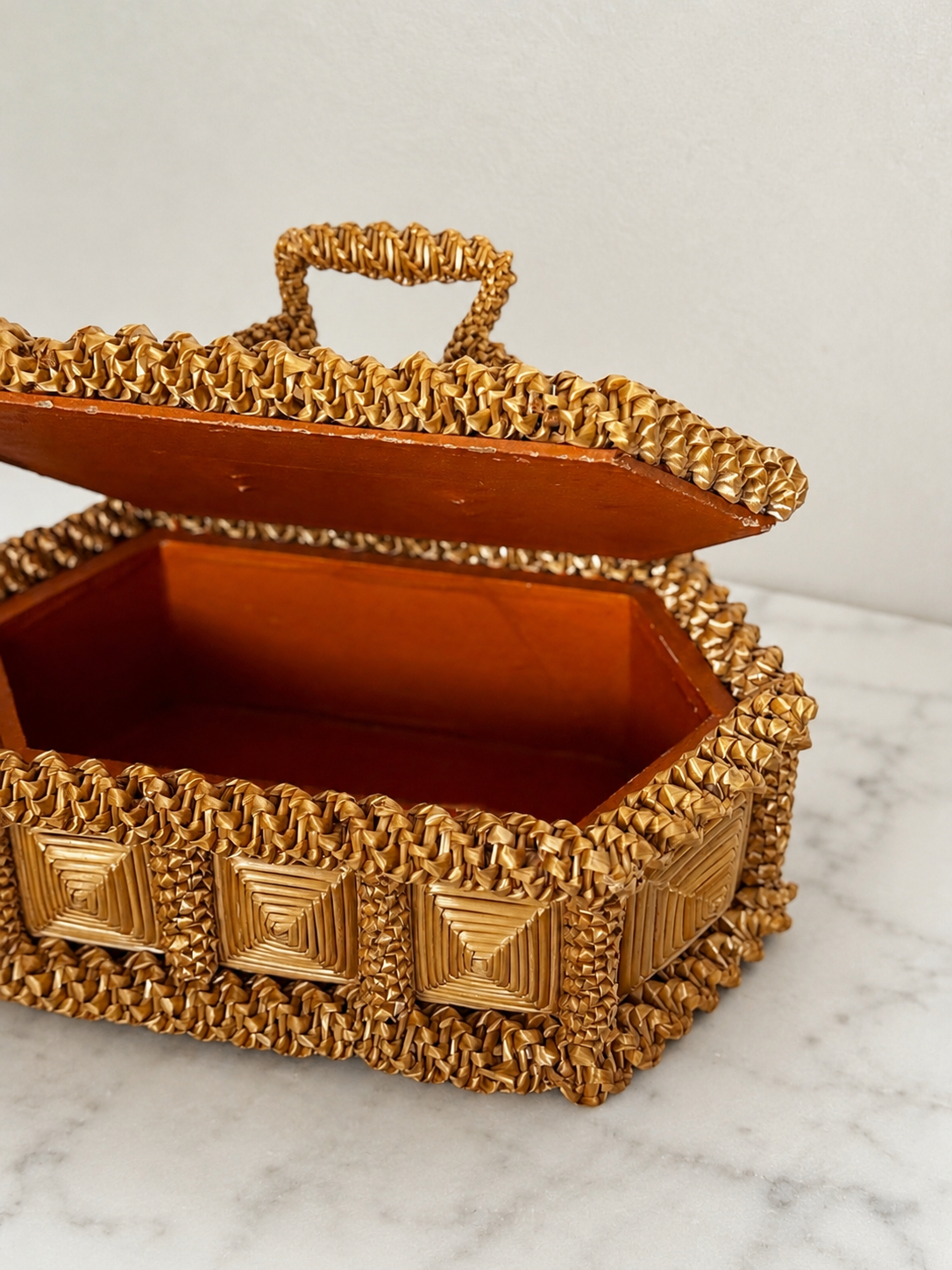 French Straw Marquetry Box