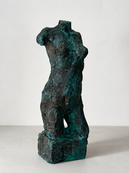 Reginald MacDonald female torso plaster sculpture with verdigris finish