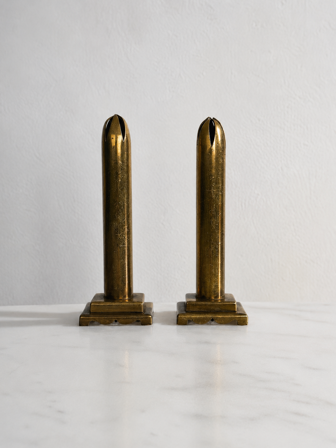 Pair of Brass Trench Art Vases