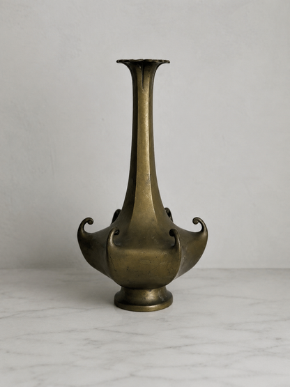 Antique Japanese bronze vase with scrolling handles