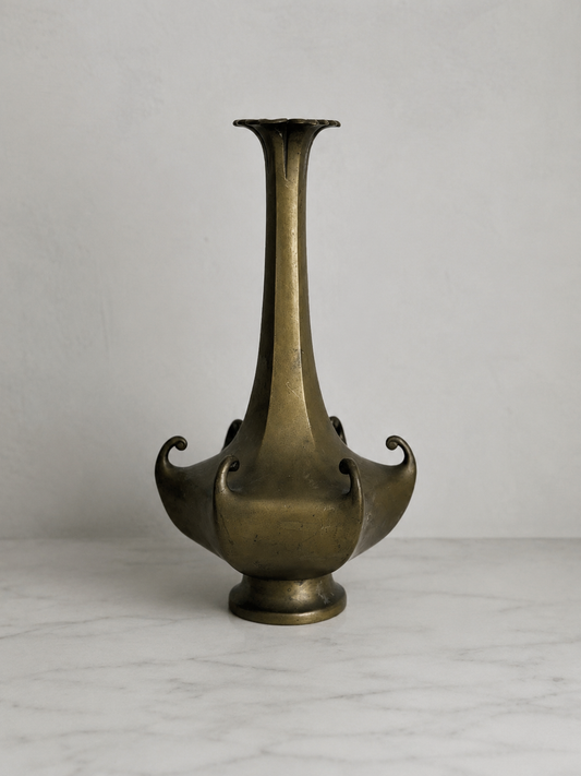 Antique Japanese bronze vase with scrolling handles