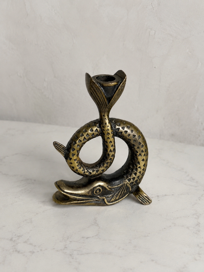 French Bronze Sea Serpent Candlestick