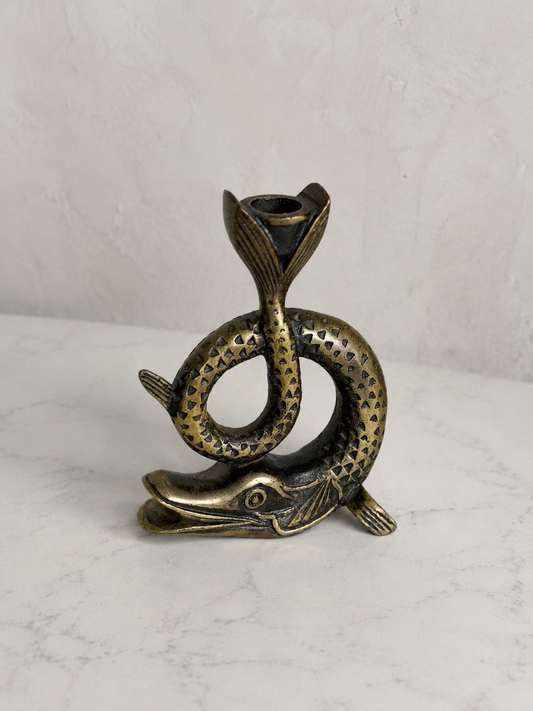 French Bronze Sea Serpent Candlestick