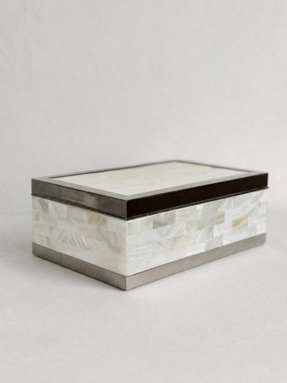 Mother of Pearl & Chrome Lidded Box