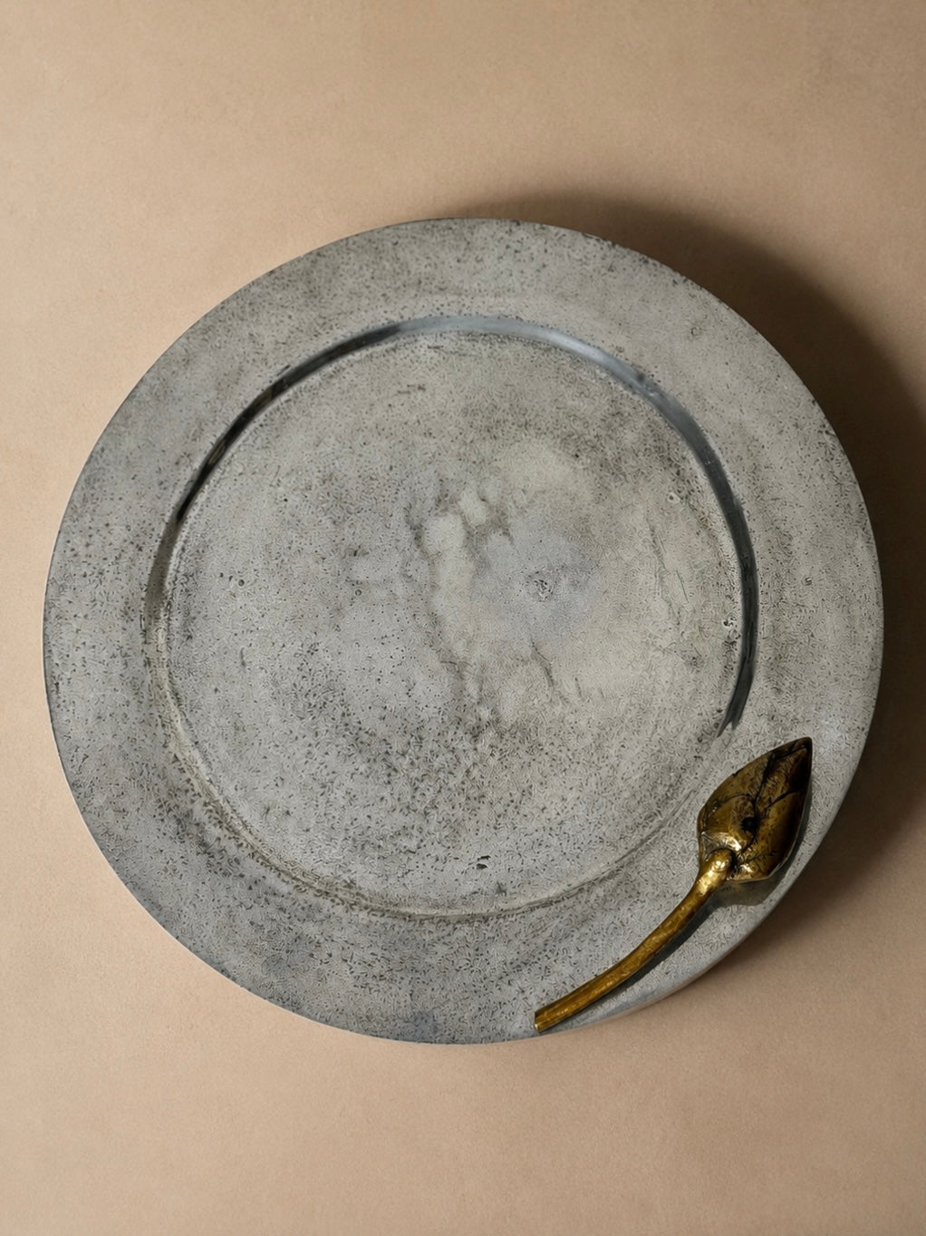 Pewter Tray with Brass Sculptural Detail