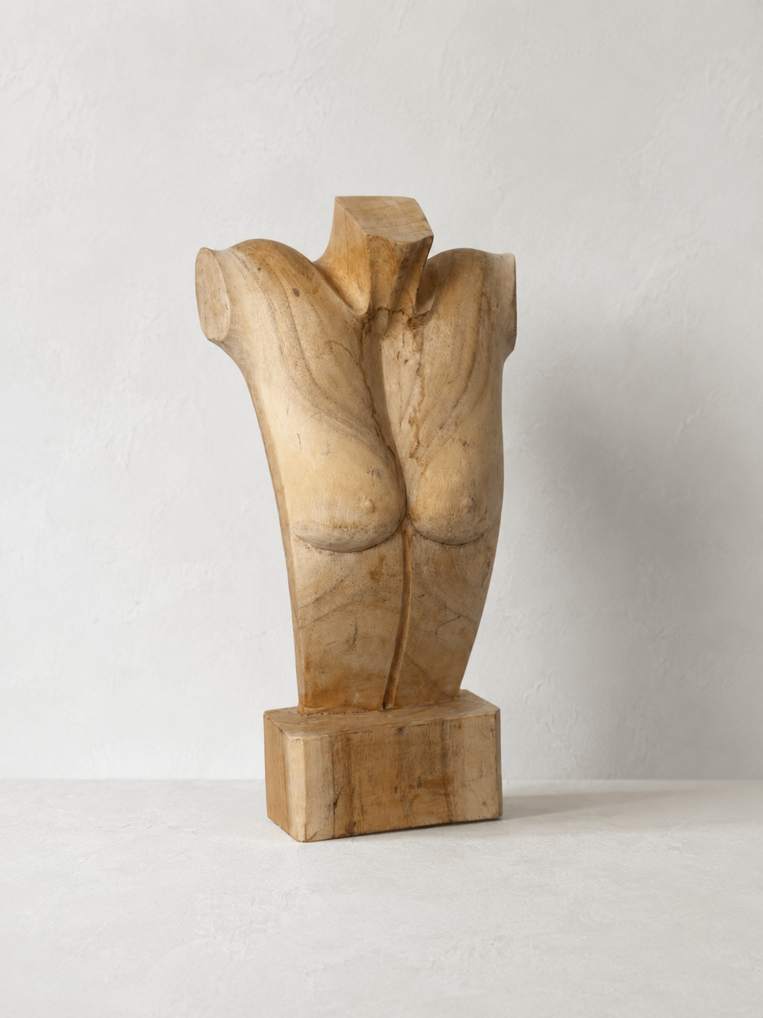 Carved Wood Female Torso Sculpture