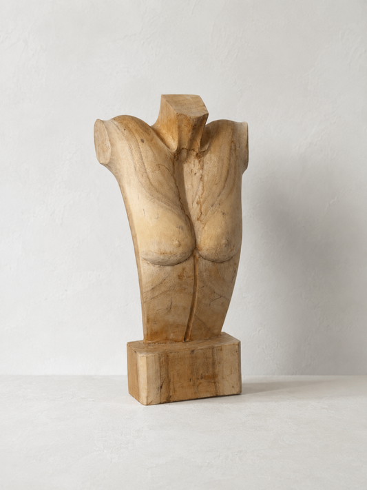 Carved Wood Female Torso Sculpture