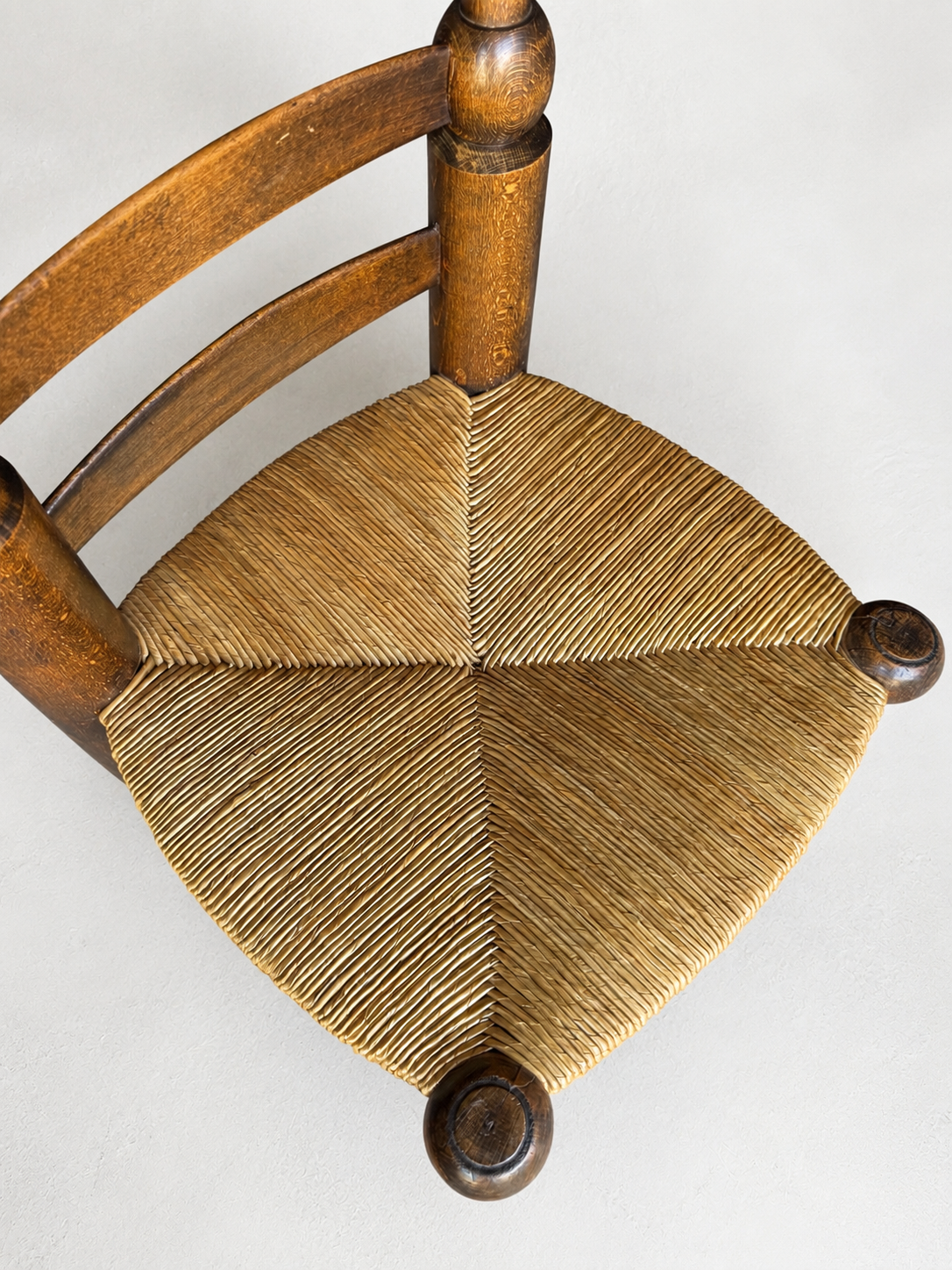 Charles Dudouyt Rush Seat Corner Chair, Early 20th Century