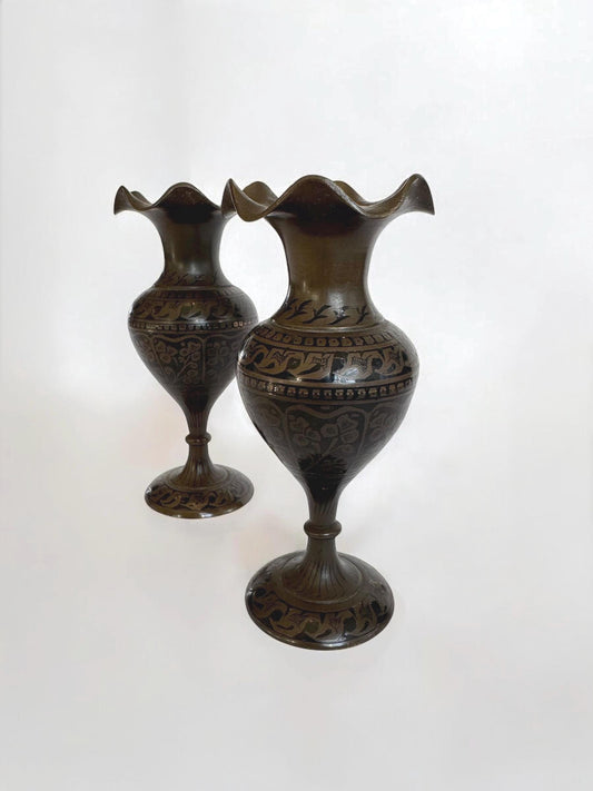 Indian Brass Vase Pair
