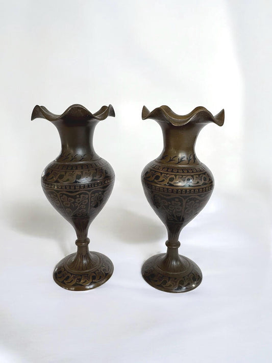 Indian Brass Vase Pair