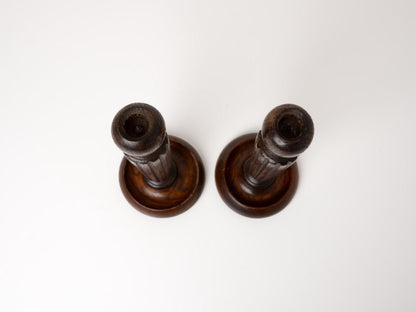 Pair of Turned Wooden Candlesticks, 1930s