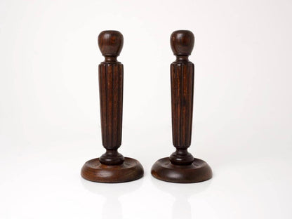 Pair of Turned Wooden Candlesticks c.1930s