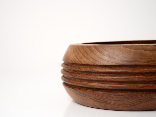 Ribbed Teak Bowl