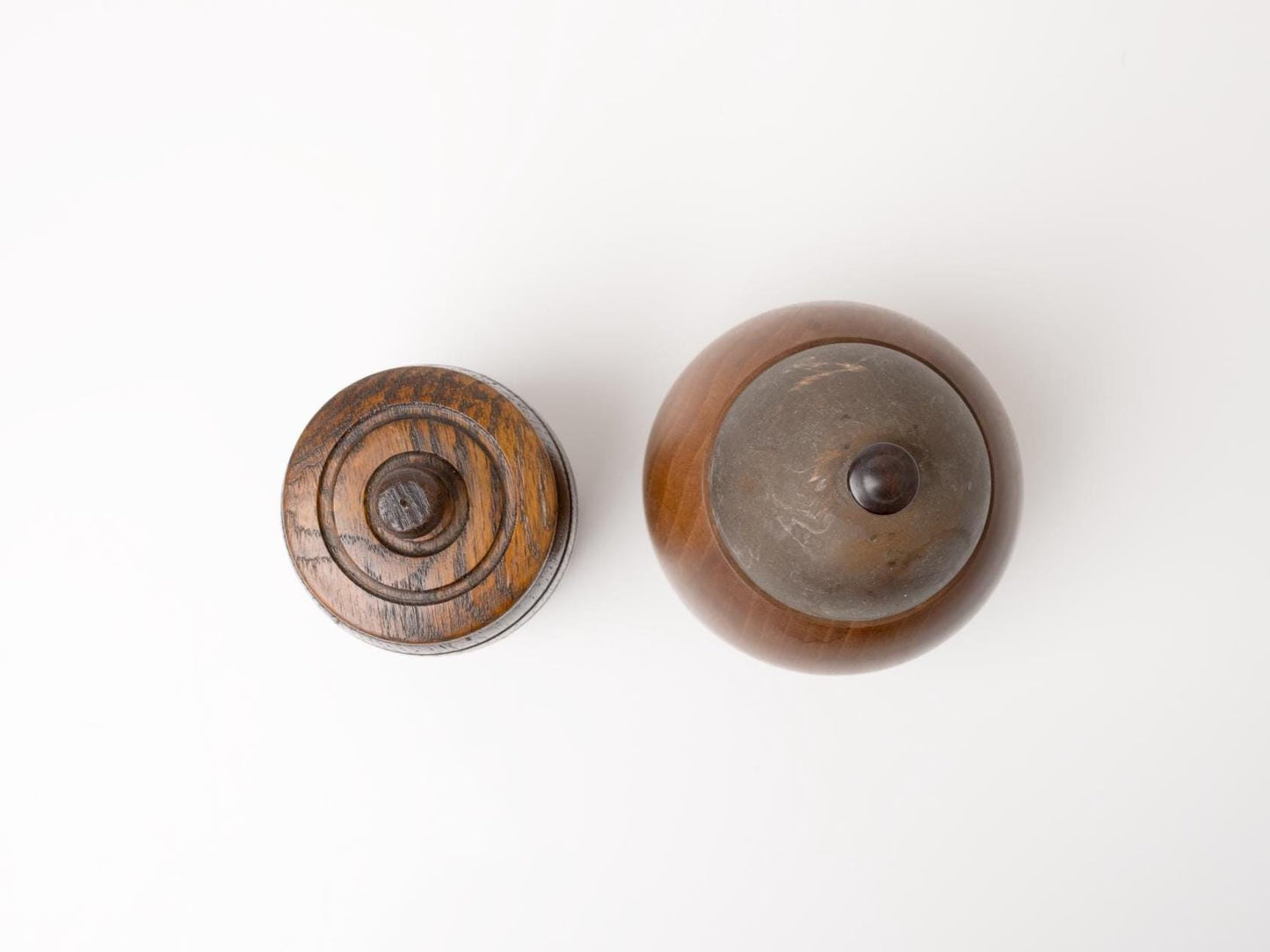 Pair of Antique Tobacco Canisters | Vintage Wooden Jars | Antique wood jar with lid