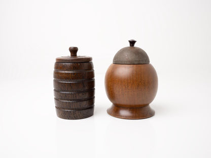 Pair of Antique Wood Tobacco Canisters