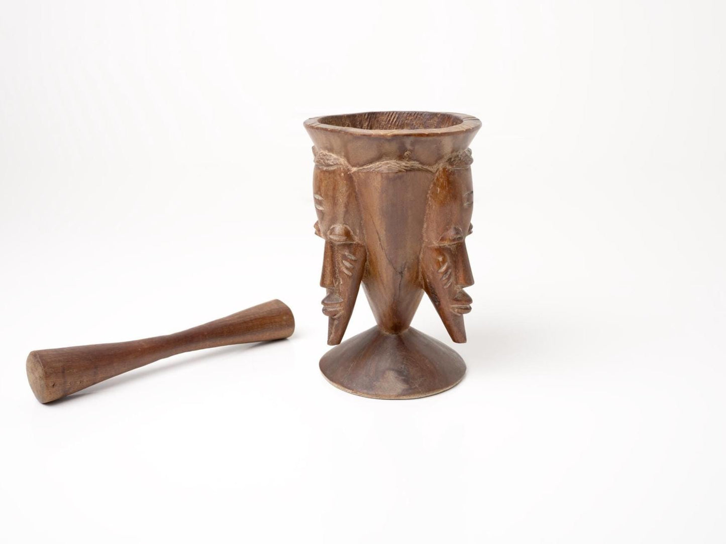 Primitive Carved Wood Pestle & Mortar