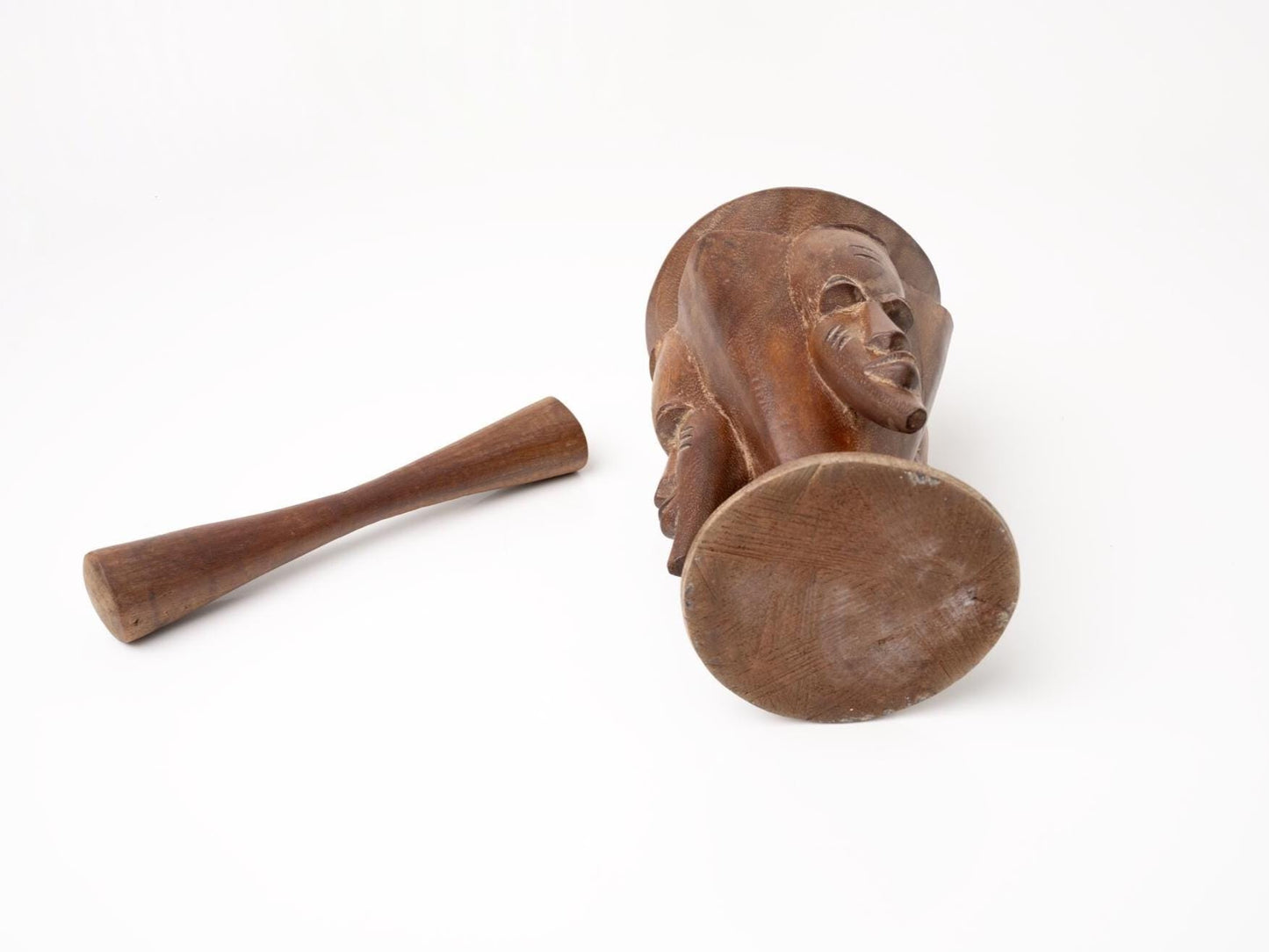 Primitive Carved Wood Pestle & Mortar