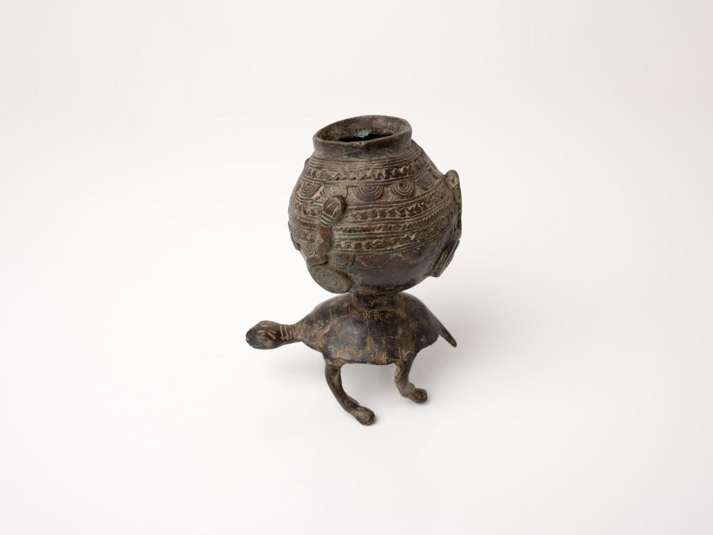 Dogon Bronze Vessel | West African Sculpture | African Bronze Pot with Lid