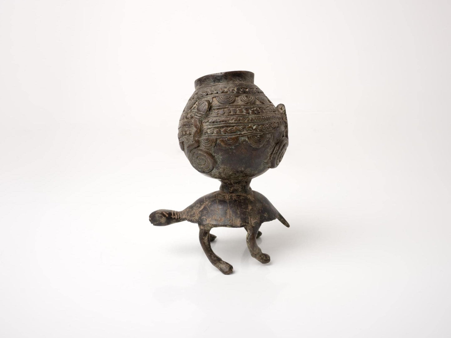 Dogon Bronze Vessel | West African Sculpture | African Bronze Pot with Lid