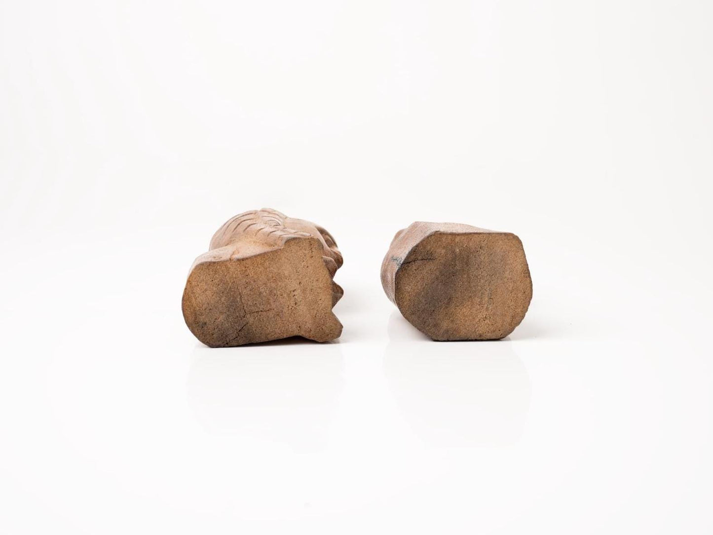 Vintage Carved Wood Sculptures: Primitive Wood Busts
