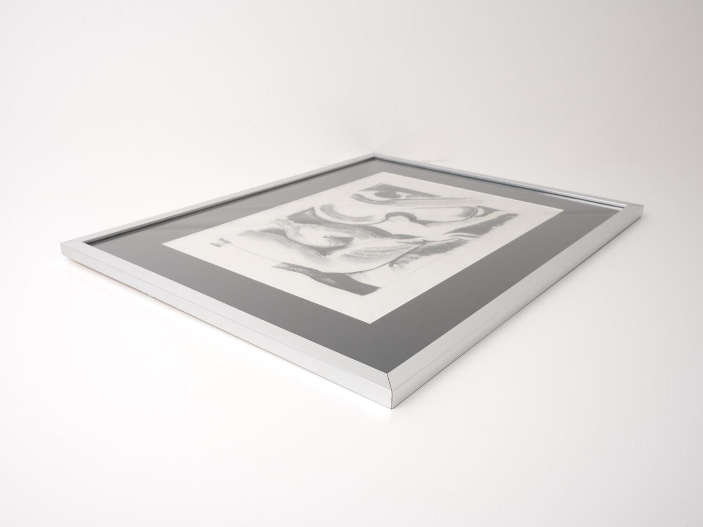 Framed Original Art | Mid Century Abstract Art | Vintage Charcoal Drawing