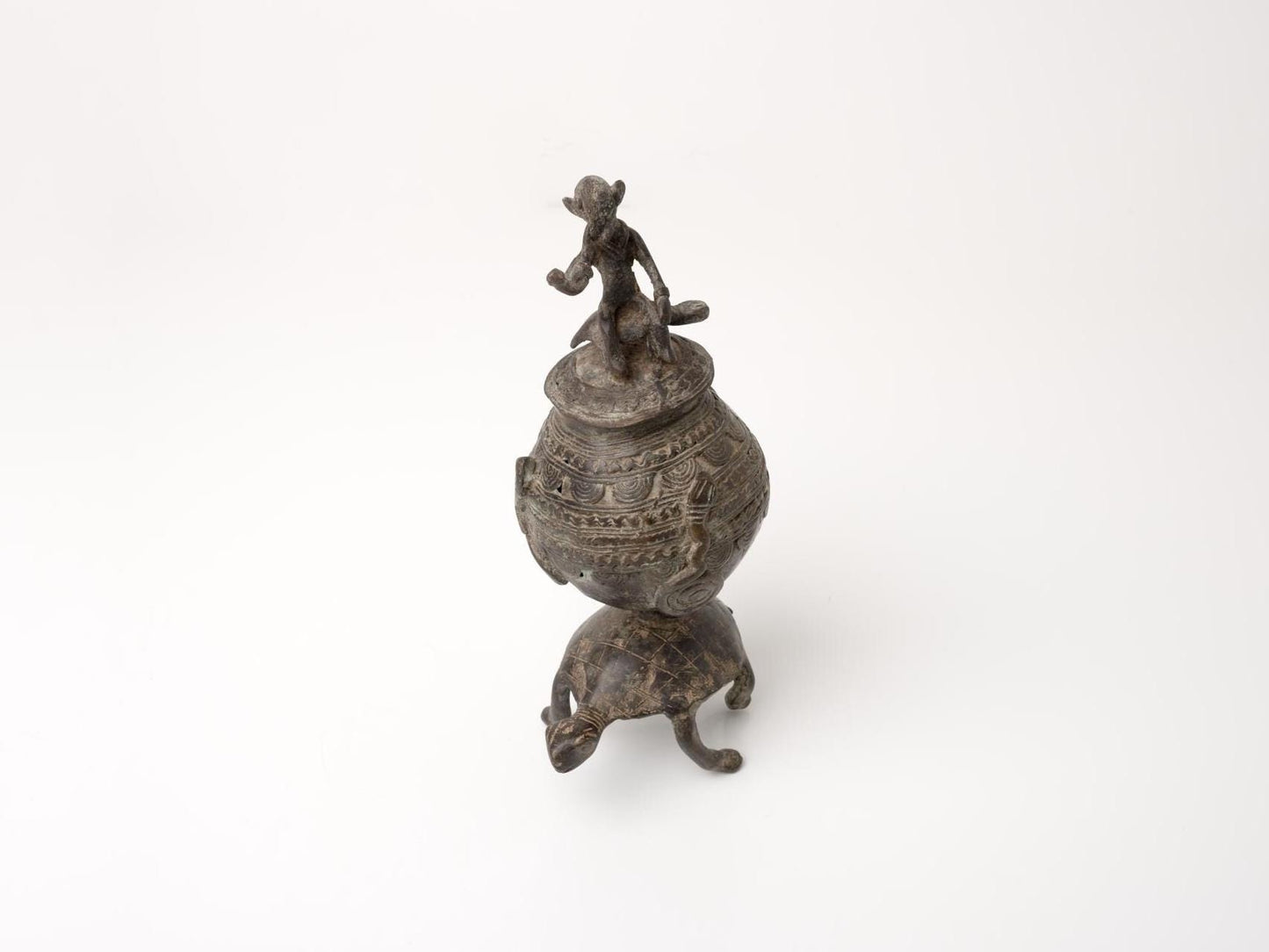 Dogon Bronze Vessel | West African Sculpture | African Bronze Pot with Lid
