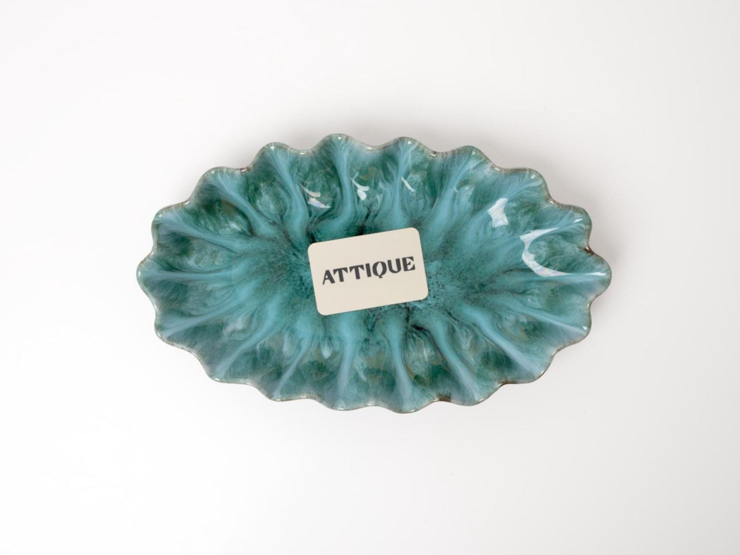 Vintage Scalloped Ceramic Dish | Handmade Sculptural Tray