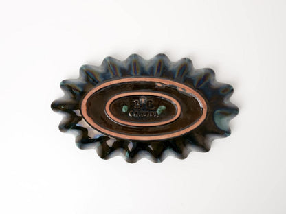 Blue Scalloped Ceramic Dish