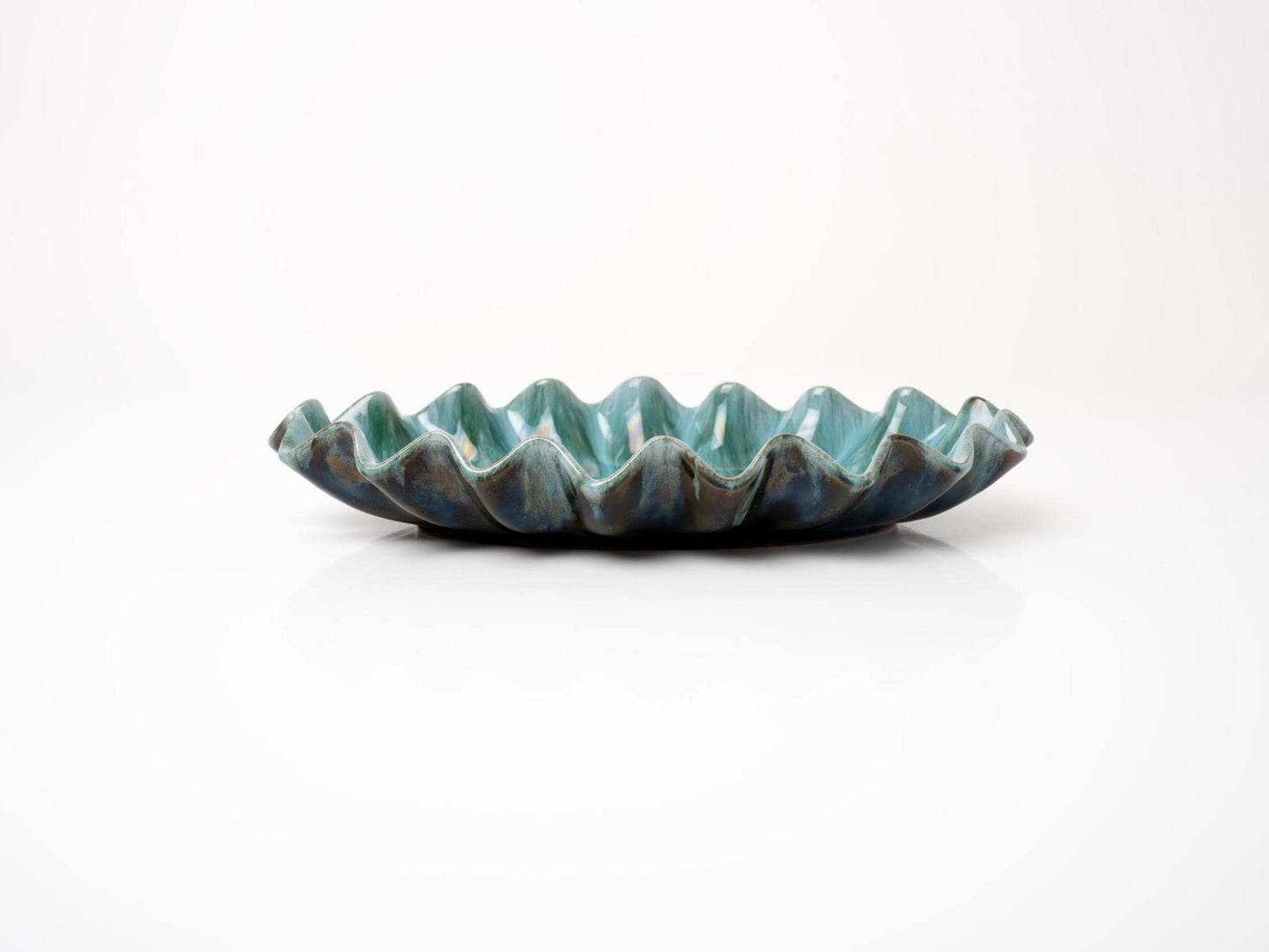 Vintage Scalloped Ceramic Dish | Handmade Sculptural Tray