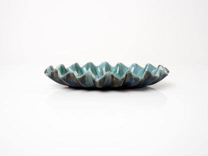 Blue Scalloped Ceramic Dish