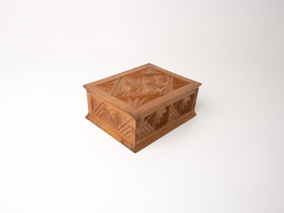 Geometric Carved Wood Box