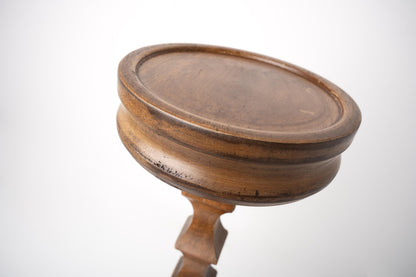 Brutalist Carved Wood Pedestal Stand