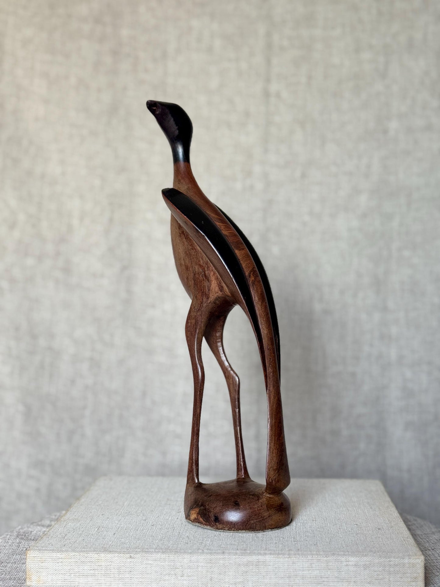 Mid Century Wooden Bird Sculpture | Hand Carved Vintage Figurine