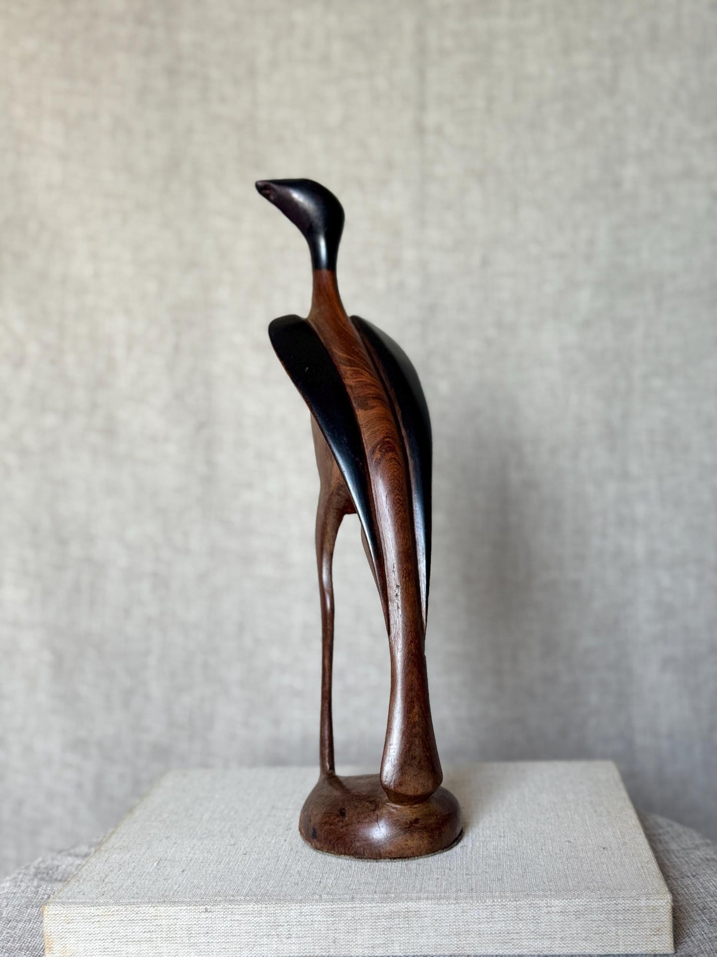 Mid Century Wooden Bird Sculpture | Hand Carved Vintage Figurine